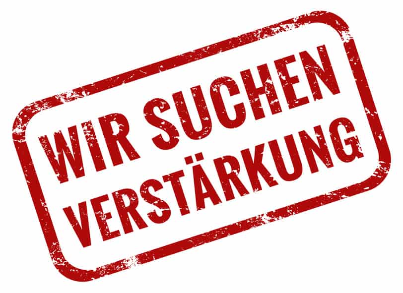 Grunge Stempel rot wir suchen verstrkung